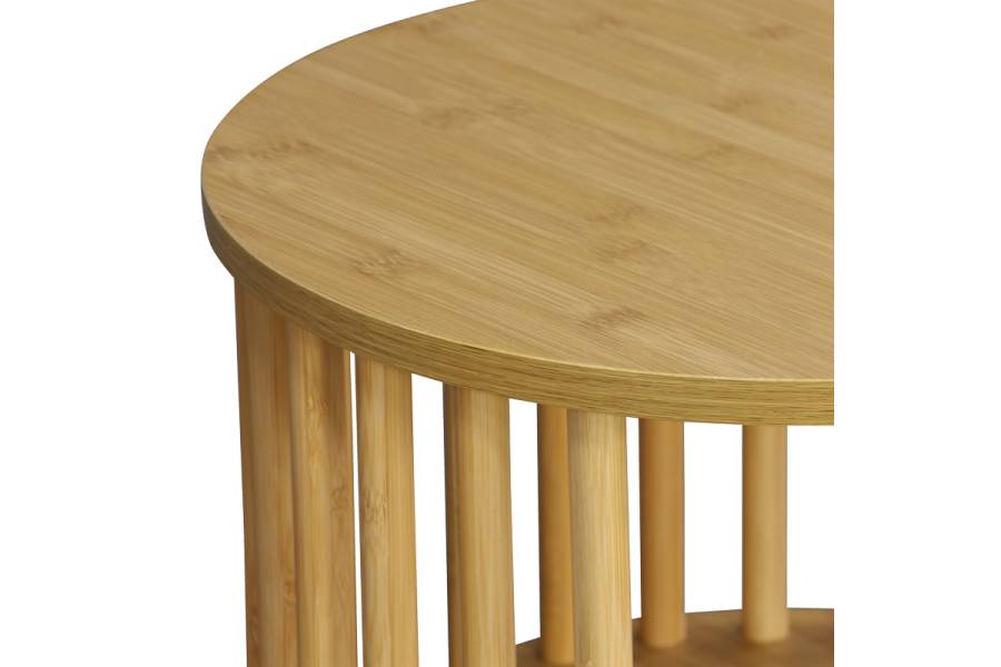 Κομοδίνο Nodial pakoworld MDF/Bamboo σε φυσική απόχρωση Φ40x40εκ