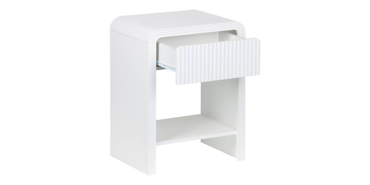 Κομοδίνο Zeplen pakoworld MDF σε λευκή απόχρωση 40x30x53εκ