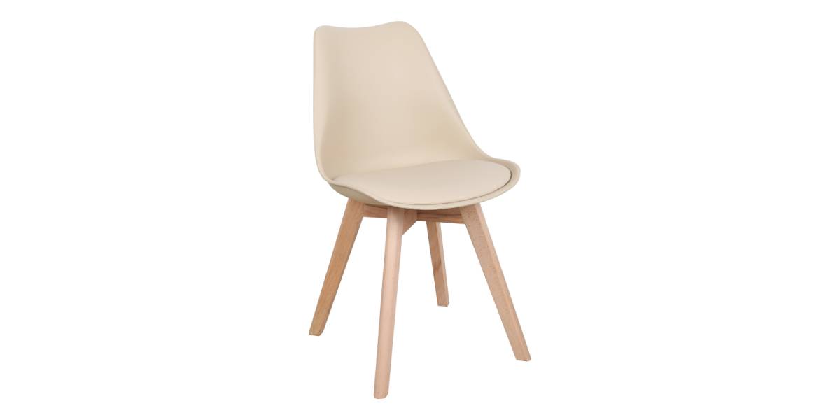 Καρέκλα Gaston pakoworld PP-PU taupe απόχρωση- φυσικό πόδι 44x52x78εκ