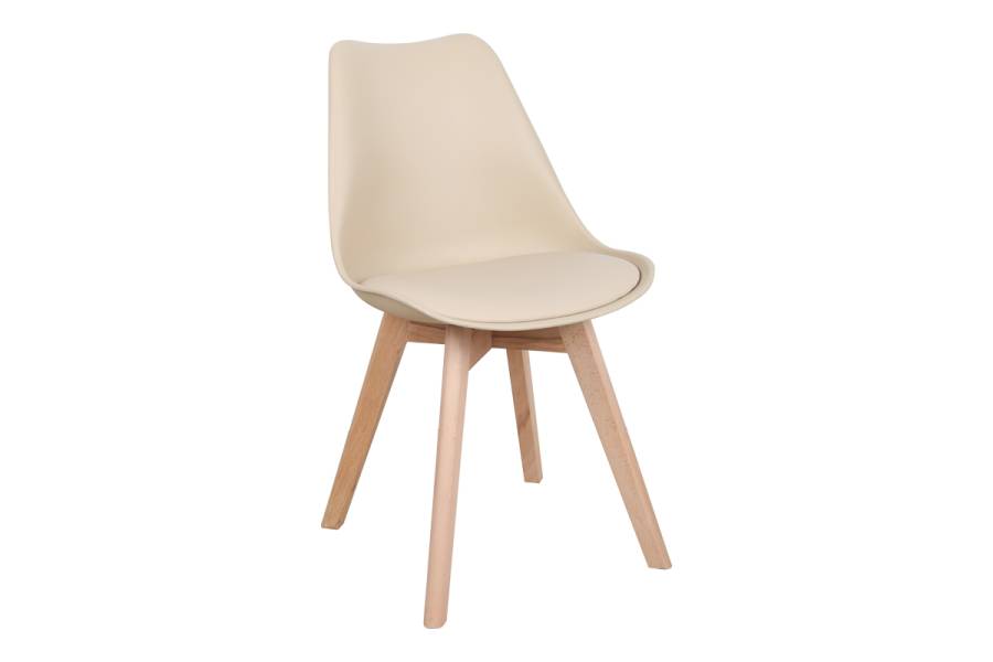 Καρέκλα Gaston pakoworld PP-PU taupe απόχρωση- φυσικό πόδι 44x52x78εκ