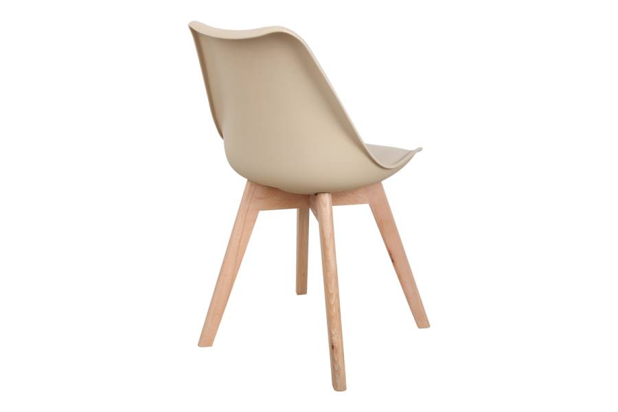 Καρέκλα Gaston pakoworld PP-PU taupe απόχρωση- φυσικό πόδι 44x52x78εκ