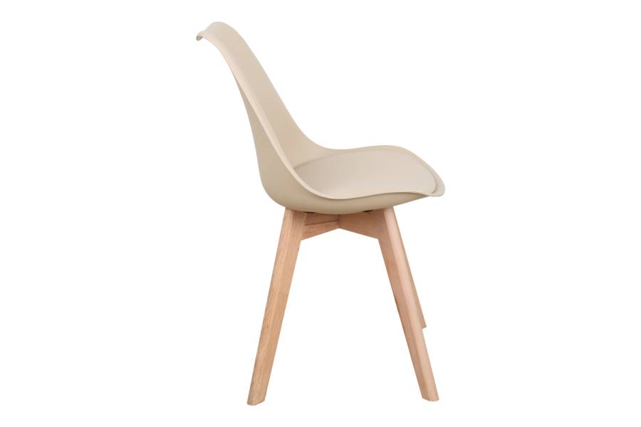 Καρέκλα Gaston pakoworld PP-PU taupe απόχρωση- φυσικό πόδι 44x52x78εκ