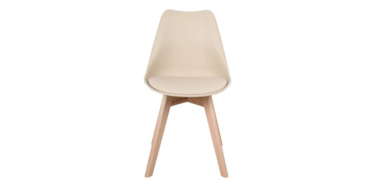 Καρέκλα Gaston pakoworld PP-PU taupe απόχρωση- φυσικό πόδι 44x52x78εκ