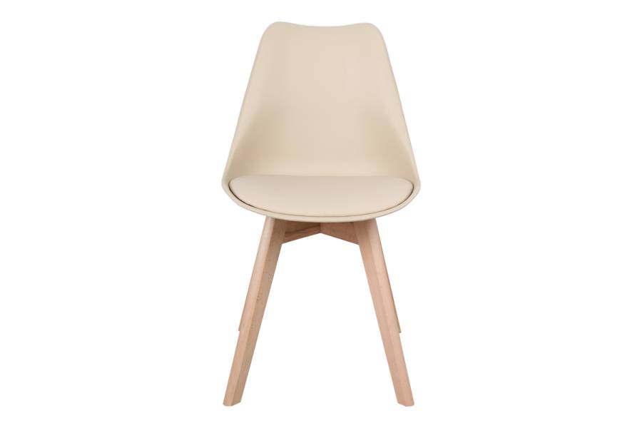 Καρέκλα Gaston pakoworld PP-PU taupe απόχρωση- φυσικό πόδι 44x52x78εκ