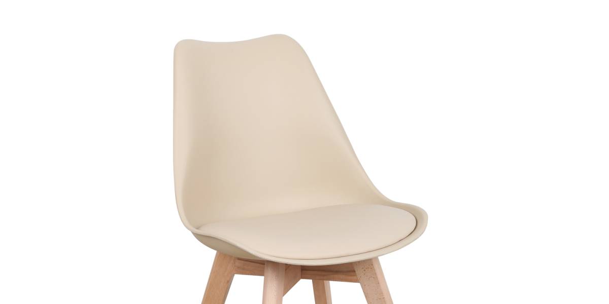 Καρέκλα Gaston pakoworld PP-PU taupe απόχρωση- φυσικό πόδι 44x52x78εκ