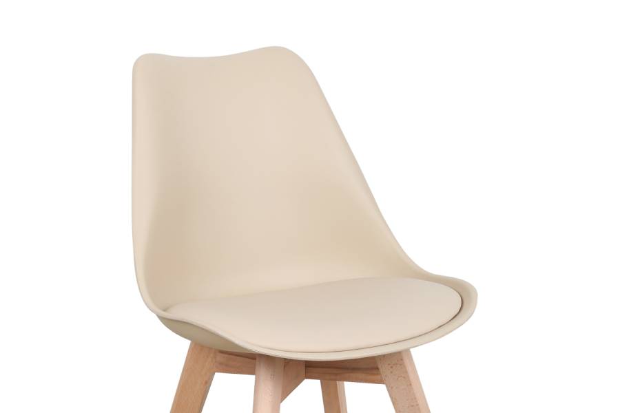 Καρέκλα Gaston pakoworld PP-PU taupe απόχρωση- φυσικό πόδι 44x52x78εκ