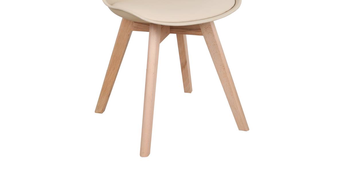 Καρέκλα Gaston pakoworld PP-PU taupe απόχρωση- φυσικό πόδι 44x52x78εκ