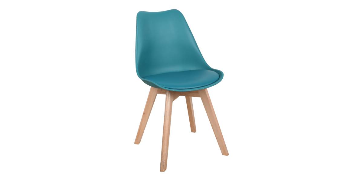 Καρέκλα Gaston pakoworld PP-PU μπλε απόχρωση- φυσικό πόδι 44x52x78εκ