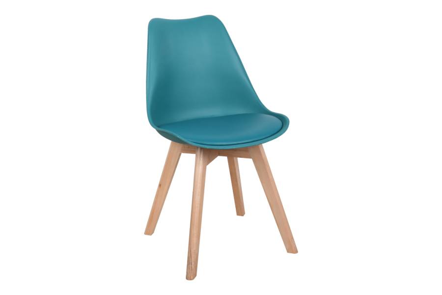 Καρέκλα Gaston pakoworld PP-PU μπλε απόχρωση- φυσικό πόδι 44x52x78εκ