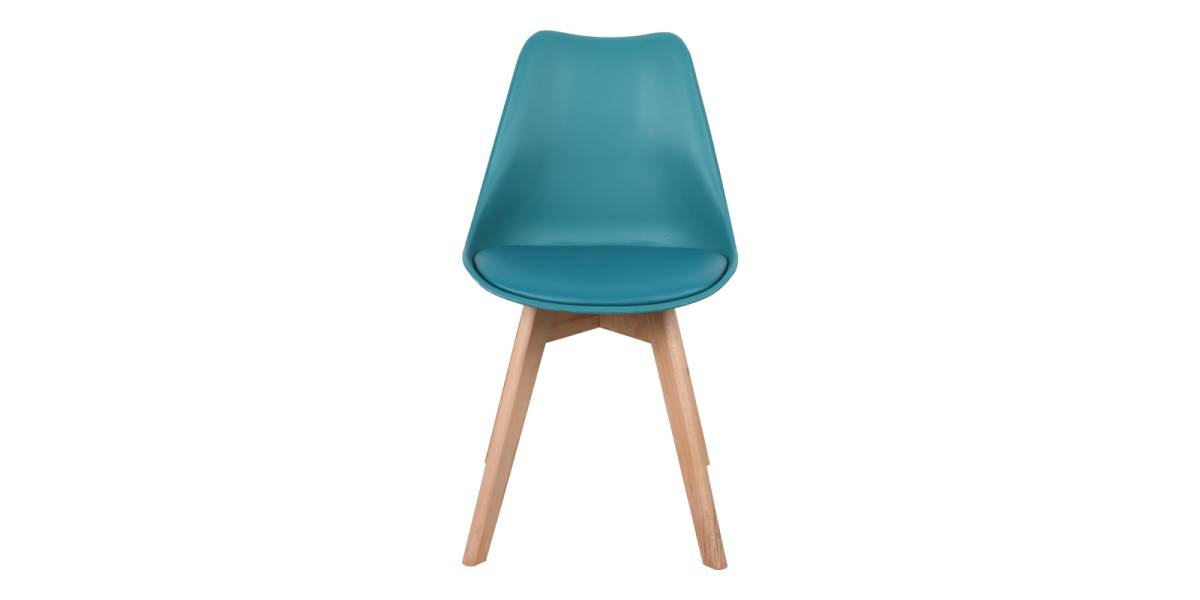 Καρέκλα Gaston pakoworld PP-PU μπλε απόχρωση- φυσικό πόδι 44x52x78εκ