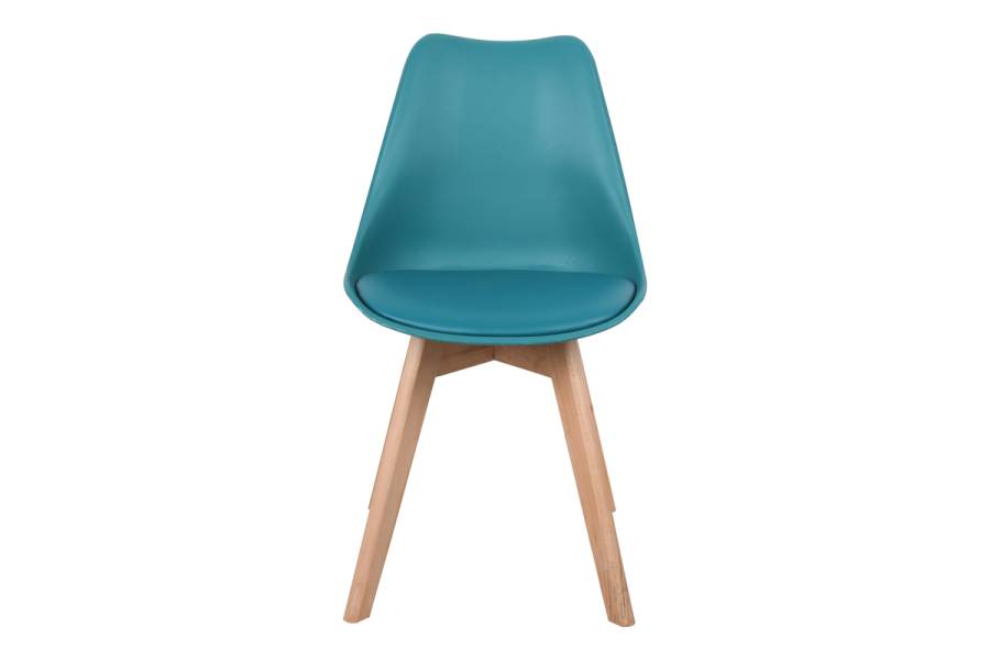Καρέκλα Gaston pakoworld PP-PU μπλε απόχρωση- φυσικό πόδι 44x52x78εκ