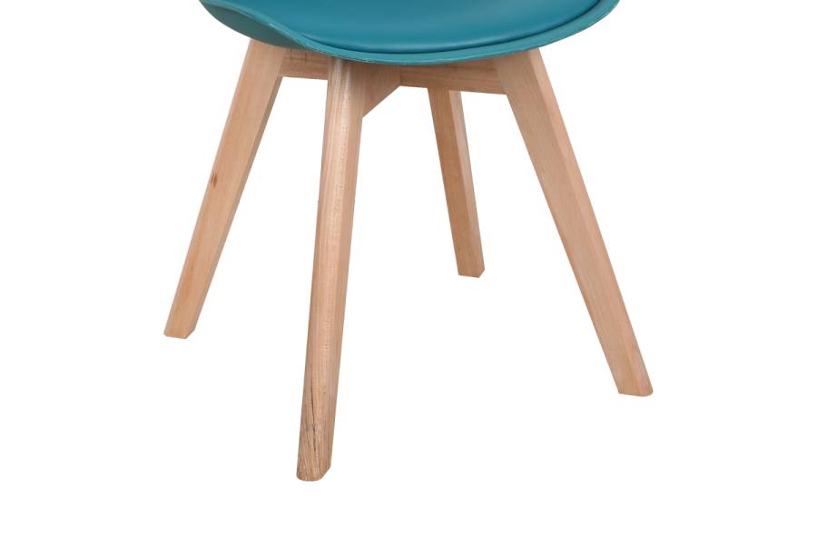 Καρέκλα Gaston pakoworld PP-PU μπλε απόχρωση- φυσικό πόδι 44x52x78εκ