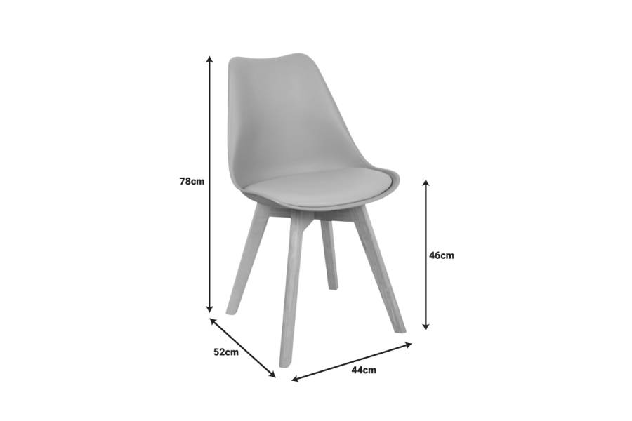 Καρέκλα Gaston pakoworld PP-PU μπλε απόχρωση- φυσικό πόδι 44x52x78εκ