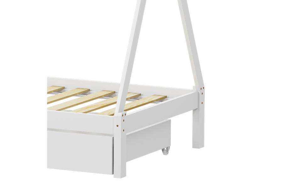 Παιδικό κρεβάτι Lalitto τ.Montessori με 2 συρτάρια pakoworld ξύλο πεύκου σε λευκή απόχρωση 90x190εκ