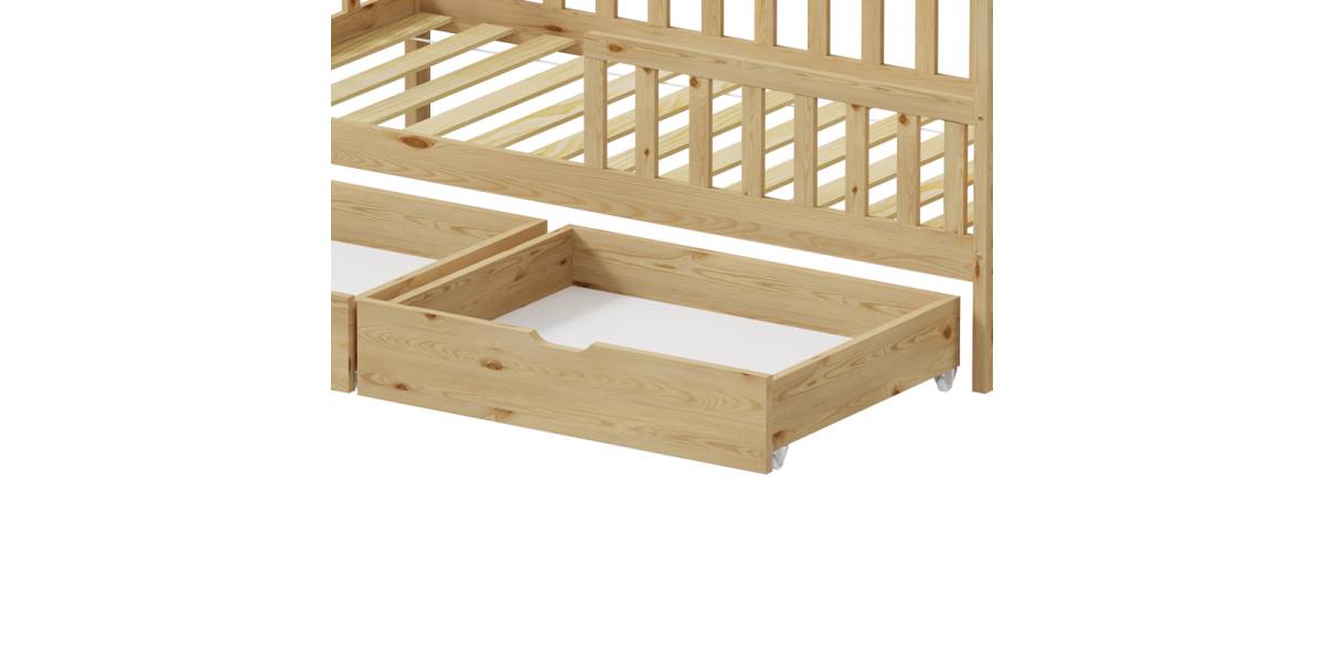 Παιδικό κρεβάτι Piccolo τ.Montessori με 2 συρτάρια pakoworld ξύλο πεύκου σε φυσική απόχρωση 90x190εκ