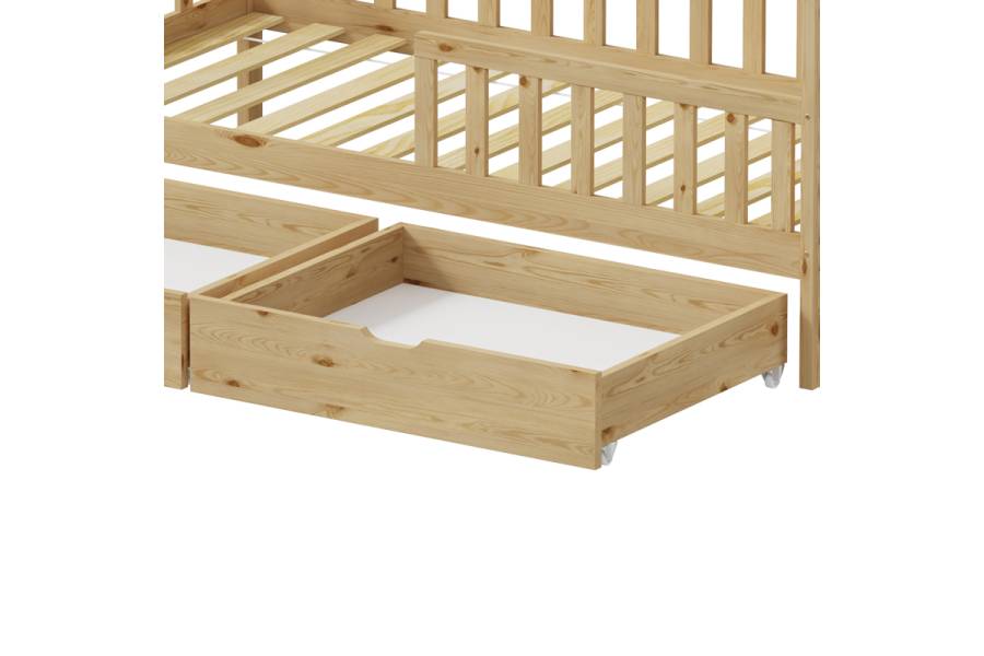 Παιδικό κρεβάτι Piccolo τ.Montessori με 2 συρτάρια pakoworld ξύλο πεύκου σε φυσική απόχρωση 90x190εκ