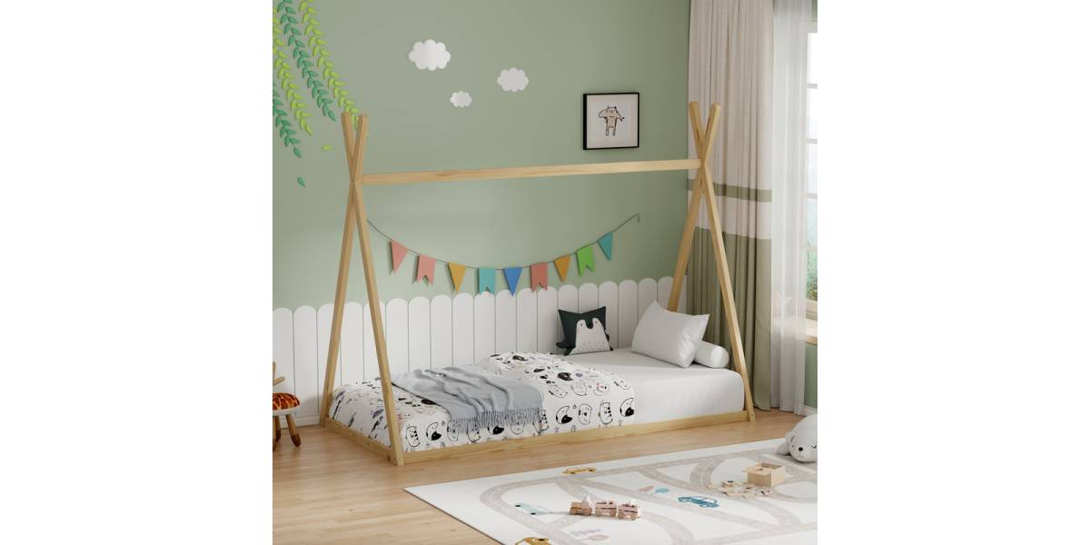 Παιδικό κρεβάτι Lilly τ.Montessori pakoworld ξύλο πεύκου σε φυσική απόχρωση 90x190εκ