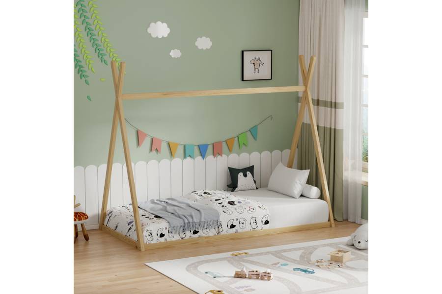 Παιδικό κρεβάτι Lilly τ.Montessori pakoworld ξύλο πεύκου σε φυσική απόχρωση 90x190εκ