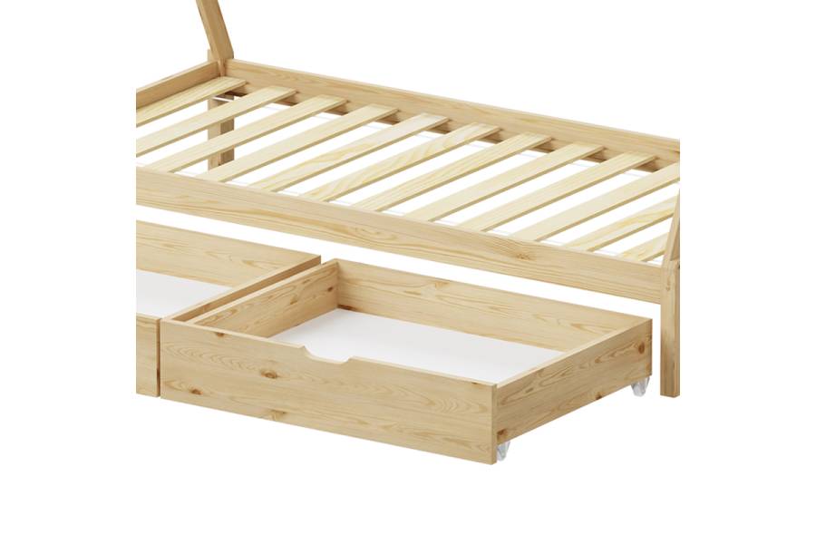 Παιδικό κρεβάτι Lalitto τ.Montessori με 2 συρτάρια τ.Montessori pakoworld ξύλο πεύκου σε φυσική απόχρωση 90x190εκ