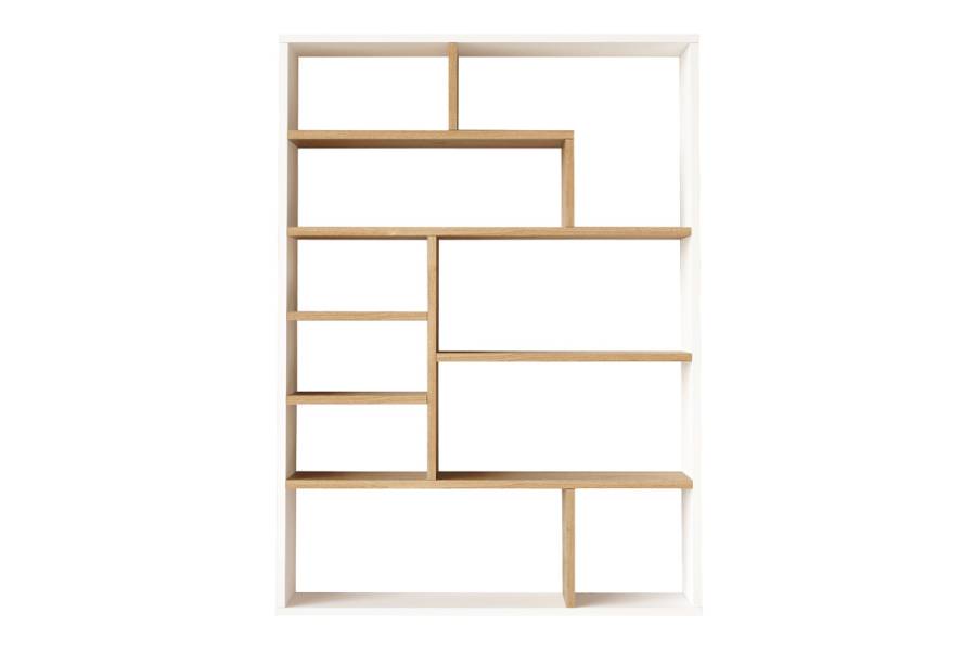 Βιβλιοθήκη Decora pakoworld σε φυσικό-λευκό απόχρωση 90x22x123.6εκ