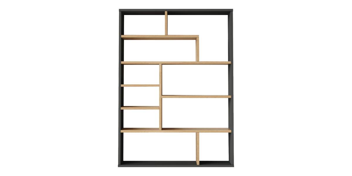 Βιβλιοθήκη Decora pakoworld σε φυσική-ανθρακί απόχρωση 90x22x123.6εκ