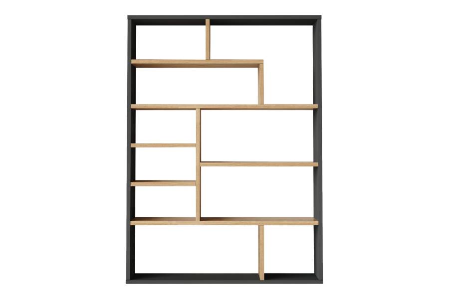 Βιβλιοθήκη Decora pakoworld σε φυσική-ανθρακί απόχρωση 90x22x123.6εκ