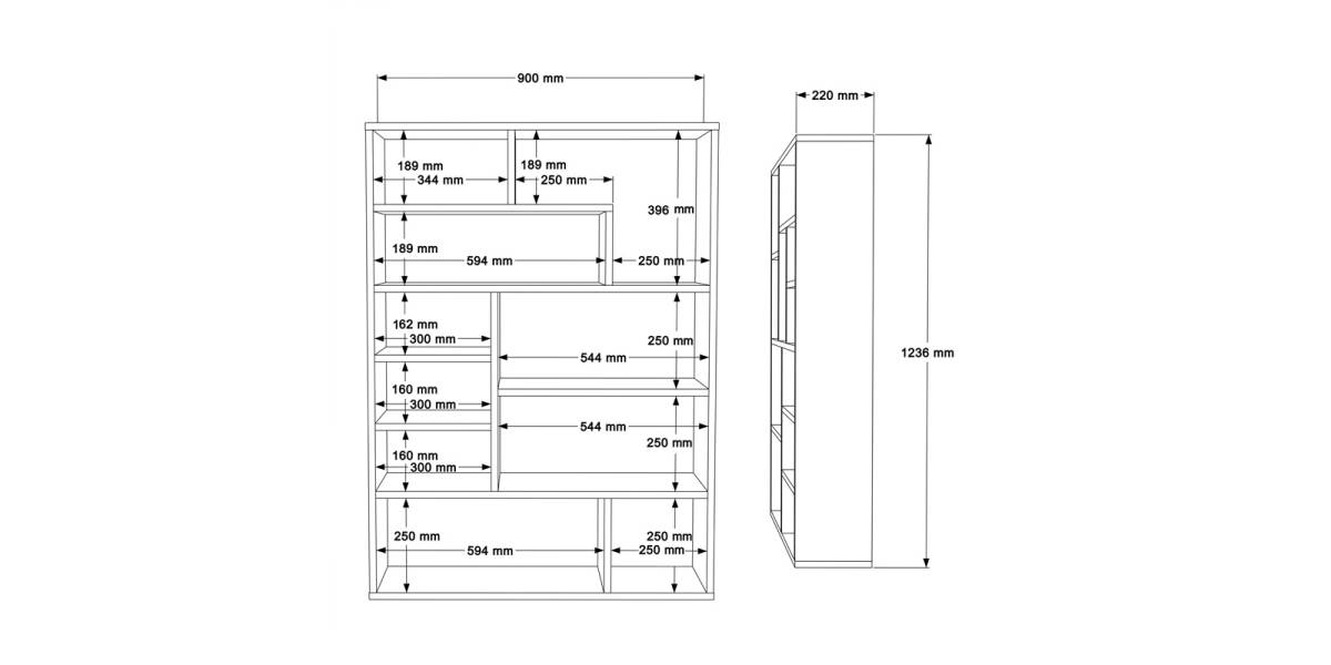 Βιβλιοθήκη Decora pakoworld σε φυσική-ανθρακί απόχρωση 90x22x123.6εκ
