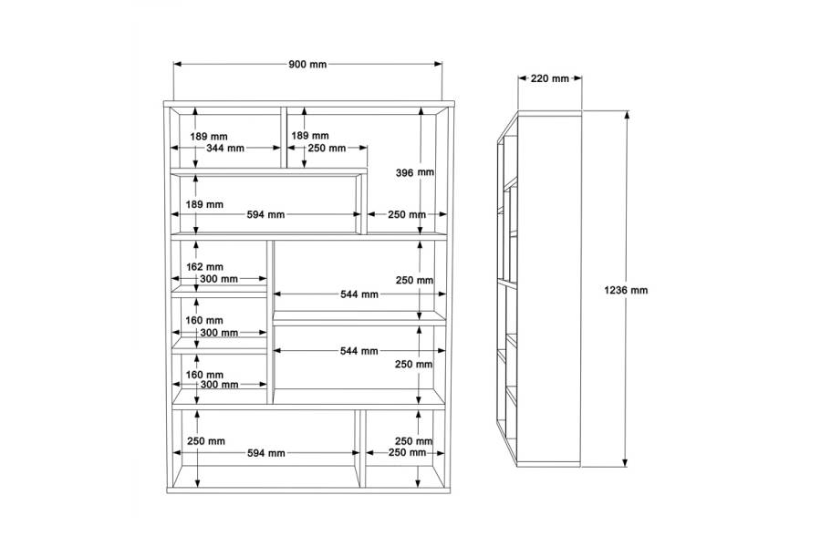 Βιβλιοθήκη Decora pakoworld σε φυσική-ανθρακί απόχρωση 90x22x123.6εκ