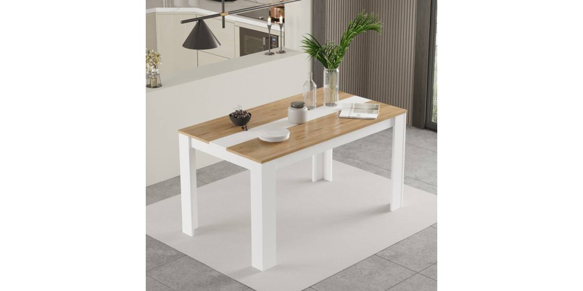 Τραπέζι Sepen pakoworld σε φυσική-λευκή απόχρωση 140x80x74εκ
