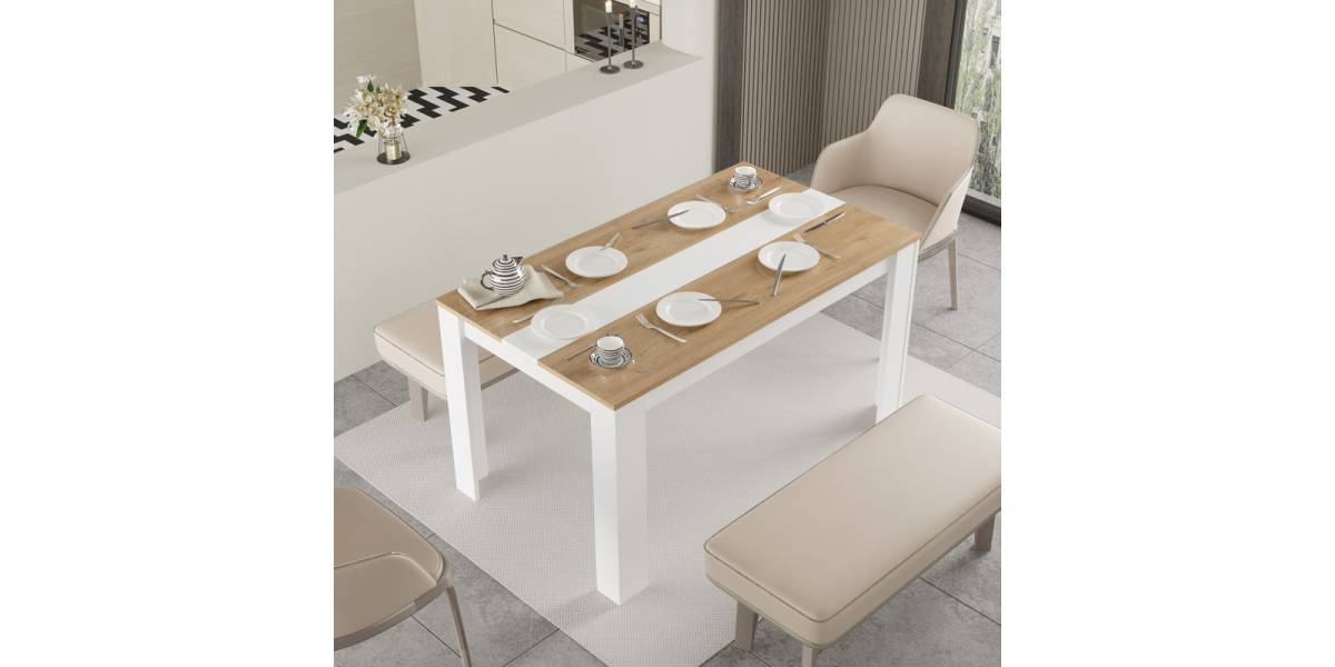 Τραπέζι Sepen pakoworld σε φυσική-λευκή απόχρωση 140x80x74εκ