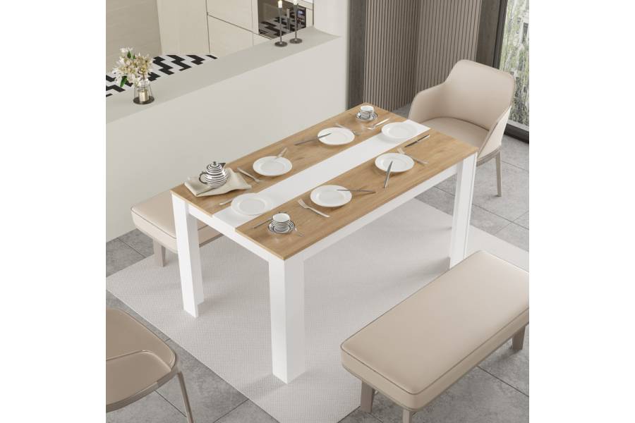 Τραπέζι Sepen pakoworld σε φυσική-λευκή απόχρωση 140x80x74εκ