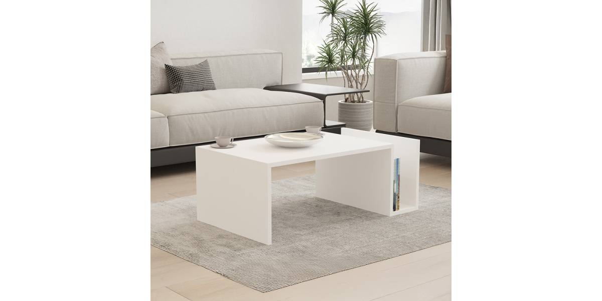 Τραπέζι σαλονιού Poko pakoworld σε λευκή απόχρωση 86.8x50x32,4εκ