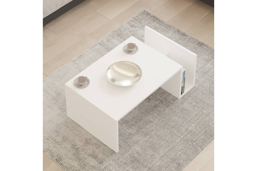 Τραπέζι σαλονιού Poko pakoworld σε λευκή απόχρωση 86.8x50x32,4εκ
