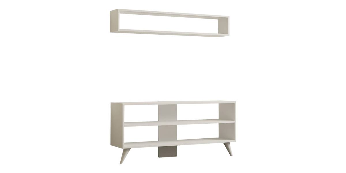 Σύνθετο σαλονιού Prestige pakoworld σε λευκή απόχρωση 120x29,6x50εκ