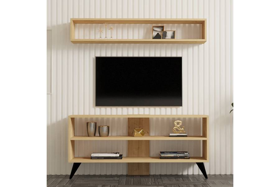 Σύνθετο σαλονιού Prestige pakoworld σε oak απόχρωση 120x29,6x50εκ