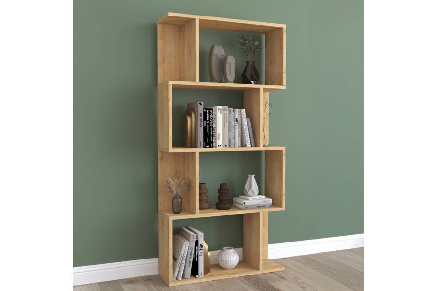 Βιβλιοθήκη Kadu pakoworld σε oak απόχρωση 72x22x147εκ