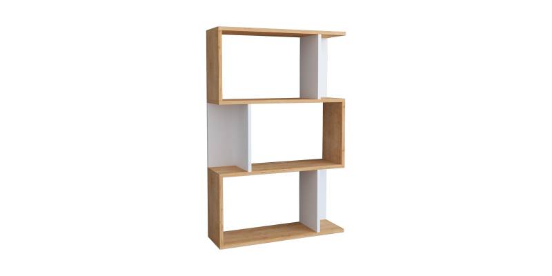 Βιβλιοθήκη Kadu pakoworld σε oak-λευκή απόχρωση 72x22x108εκ