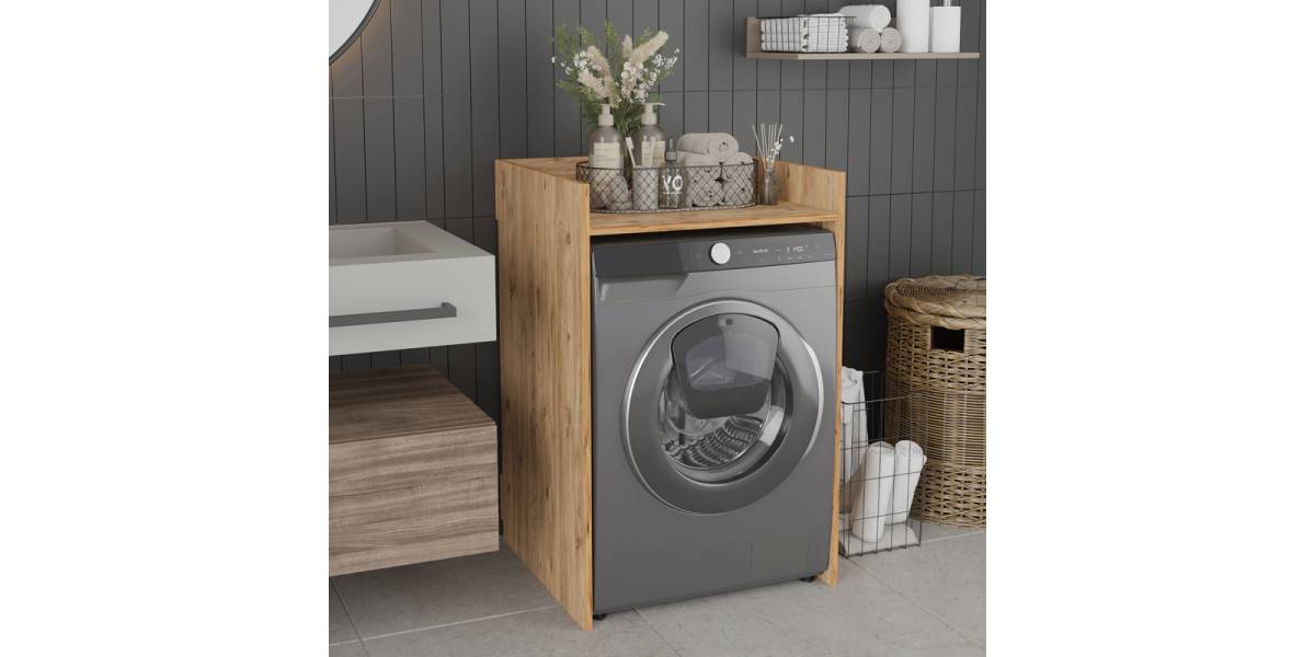 Έπιπλο πλυντηρίου Cuci pakoworld σε oak απόχρωση 60x62x99εκ