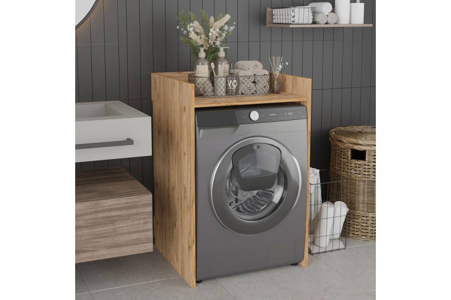 Έπιπλο πλυντηρίου Cuci pakoworld σε oak απόχρωση 60x62x99εκ