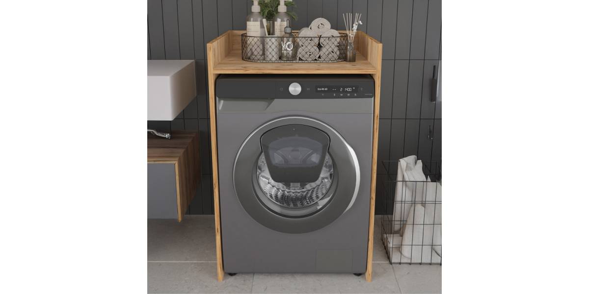 Έπιπλο πλυντηρίου Cuci pakoworld σε oak απόχρωση 60x62x99εκ