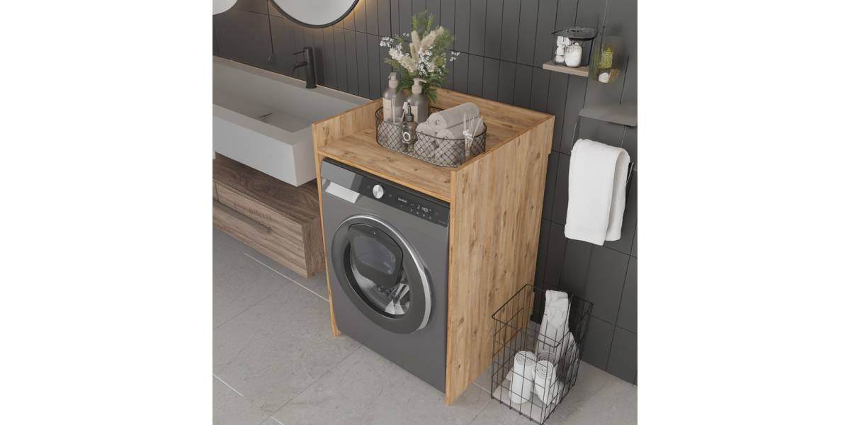 Έπιπλο πλυντηρίου Cuci pakoworld σε oak απόχρωση 60x62x99εκ