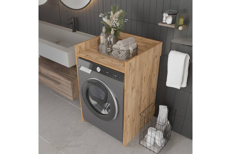 Έπιπλο πλυντηρίου Cuci pakoworld σε oak απόχρωση 60x62x99εκ