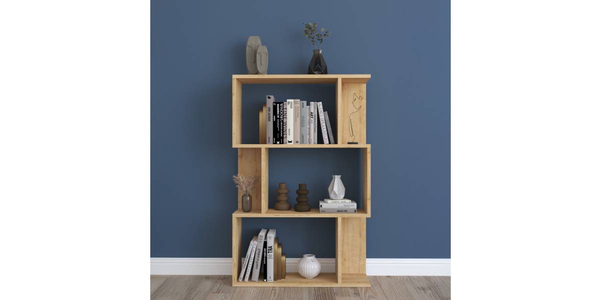 Βιβλιοθήκη Kadu pakoworld σε oak απόχρωση 72x22x108εκ