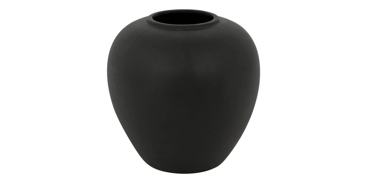 Βάζο Derbe pakoworld κεραμικό σε μαύρη απόχρωση Φ22x24εκ