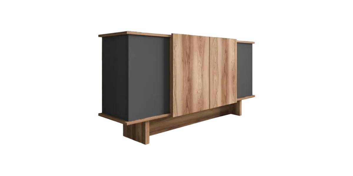 Μπουφές Aramos pakoworld σε ανθρακί - oak απόχρωση 180x45x80εκ