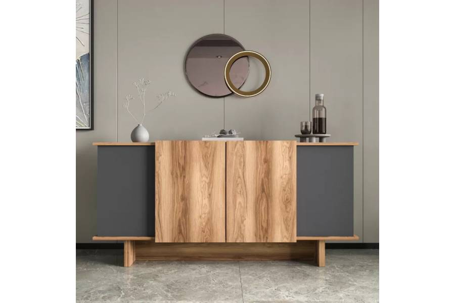 Μπουφές Aramos pakoworld σε ανθρακί - oak απόχρωση 180x45x80εκ