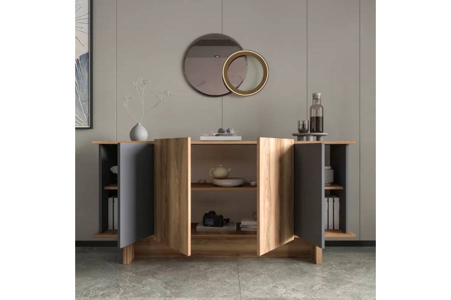 Μπουφές Aramos pakoworld σε ανθρακί - oak απόχρωση 180x45x80εκ