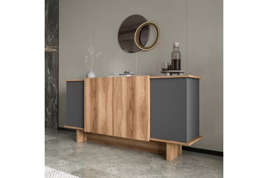 Μπουφές Aramos pakoworld σε ανθρακί - oak απόχρωση 180x45x80εκ