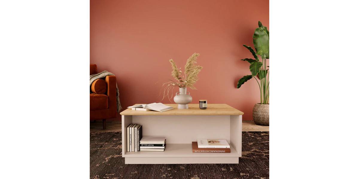 Τραπέζι Monik pakoworld σε oak-ανοιχτό γκρι απόχρωση 90x56x40εκ