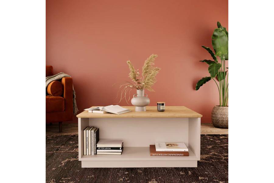 Τραπέζι Monik pakoworld σε oak-ανοιχτό γκρι απόχρωση 90x56x40εκ
